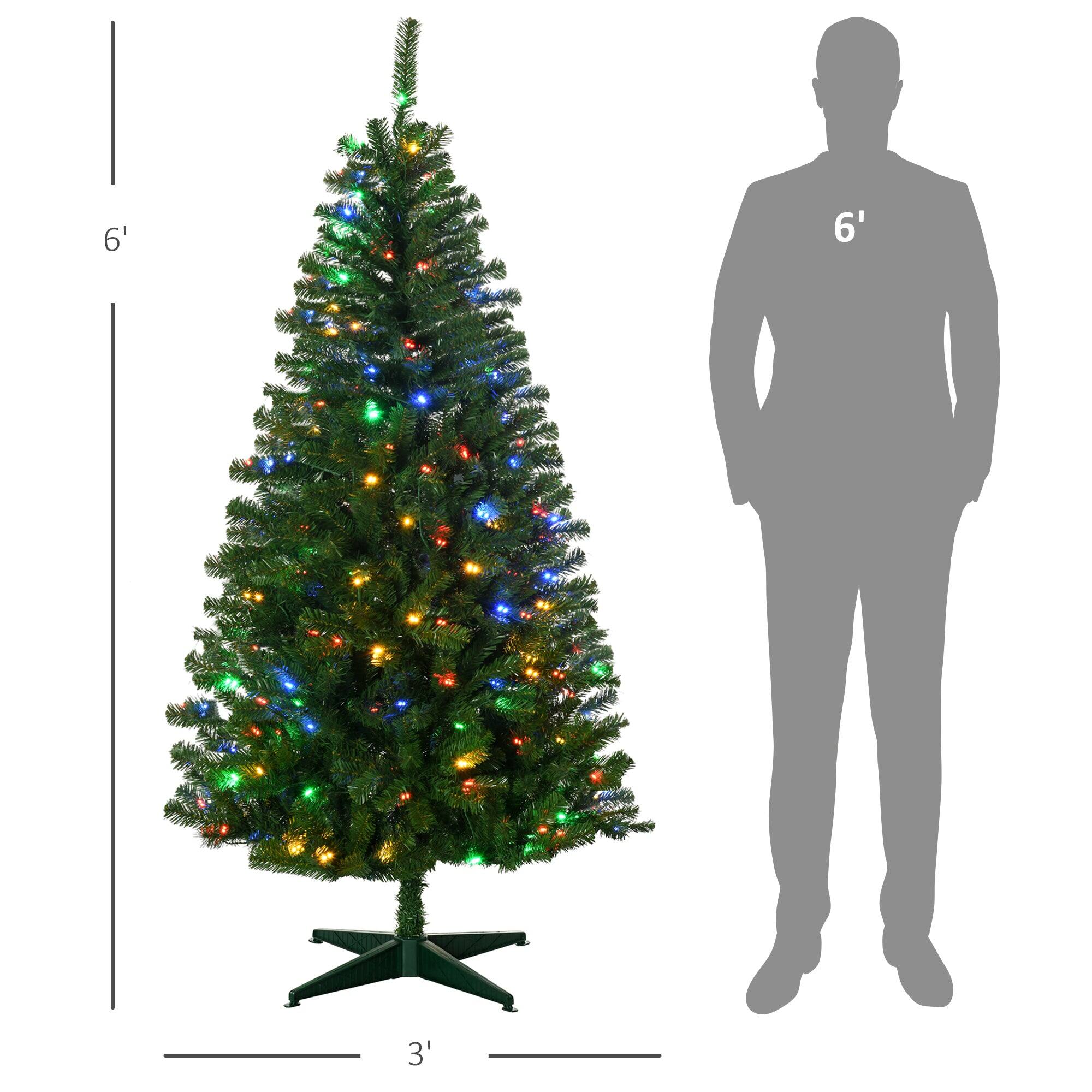 Left. BreeBe - 6ft Tall Prelit Artificial Christmas Tree Holiday DÃ©cor with 584 Branches - Green.
