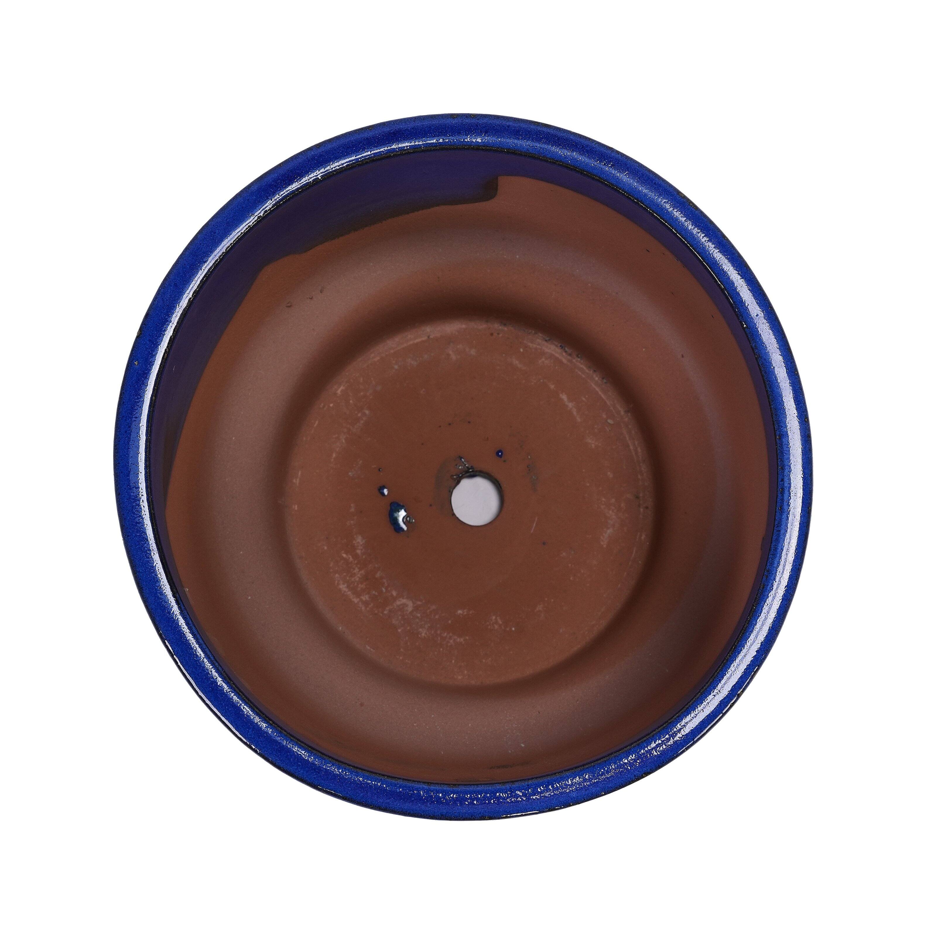Alt View 9. Loheer - Ceramic Planter Set Loheer Handmade Blue Glazed Flower Pots Set of 3, Porous Clay Indoor Outdoor Planters, 15 12 9 Inch.