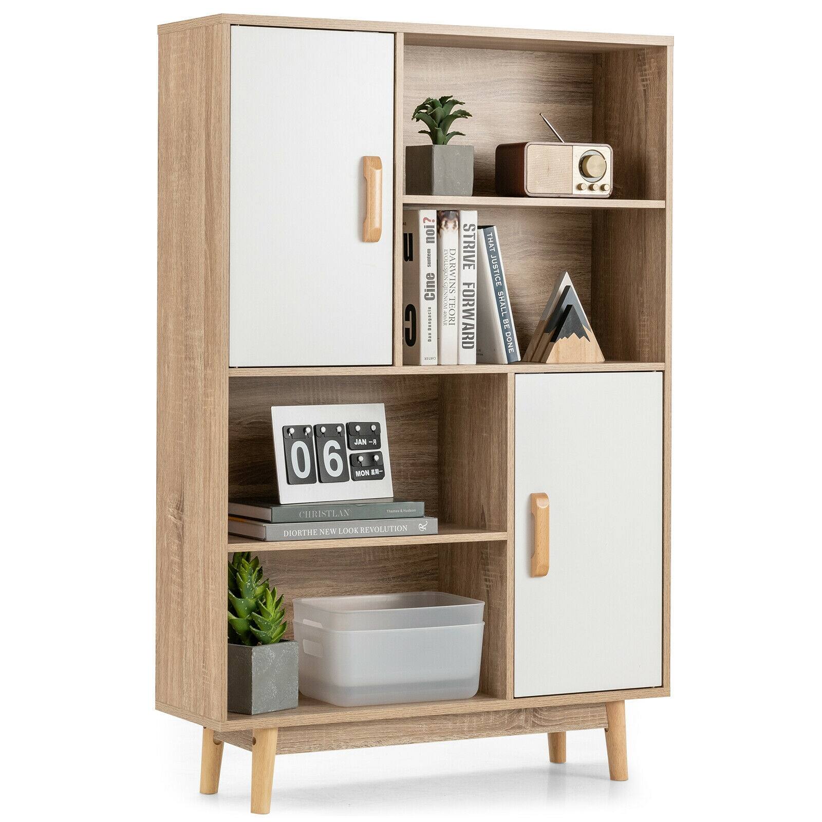 Ecooso - Sideboard Storage Cabinet & Bookshelf with 2 Doors - White