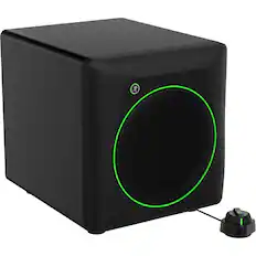 Front. Mackie - 8-inch Powered Subwoofer with Bluetooth, Polarity Switch, TRS/RCA I/O, Desktop Remote, Crossover and Speaker Cables.