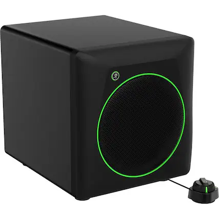Front. Mackie - 8-inch Powered Subwoofer with Bluetooth, Polarity Switch, TRS/RCA I/O, Desktop Remote, Crossover and Speaker Cables.