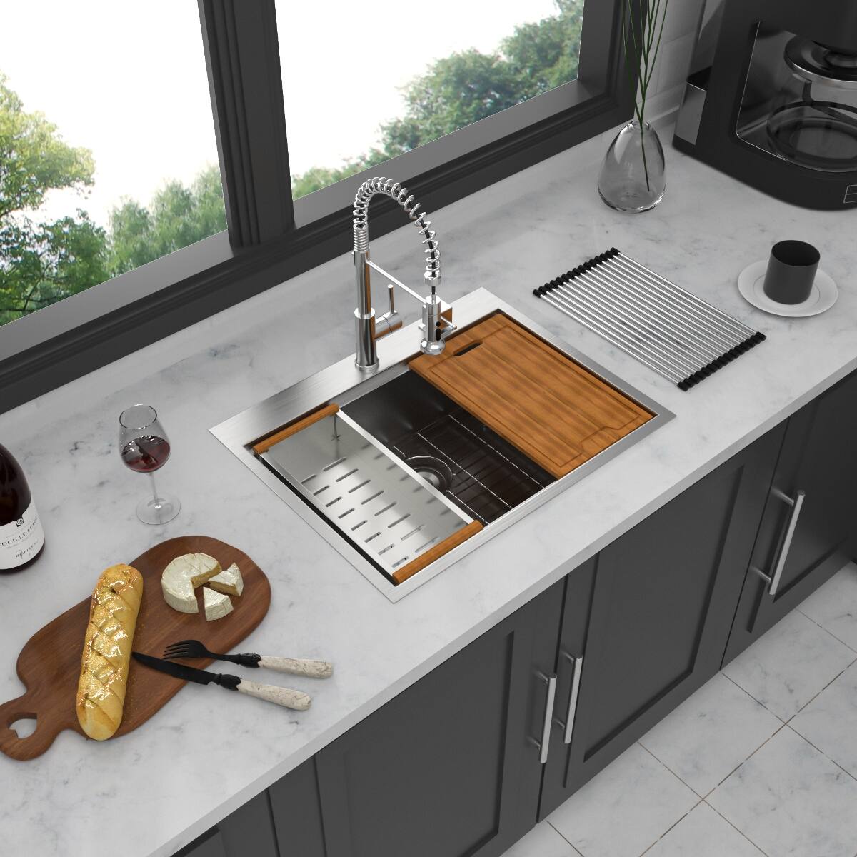 Ropilly 28 Inch Drop In Kitchen Sink, 16 Gauge Stainless Steel Sink ...