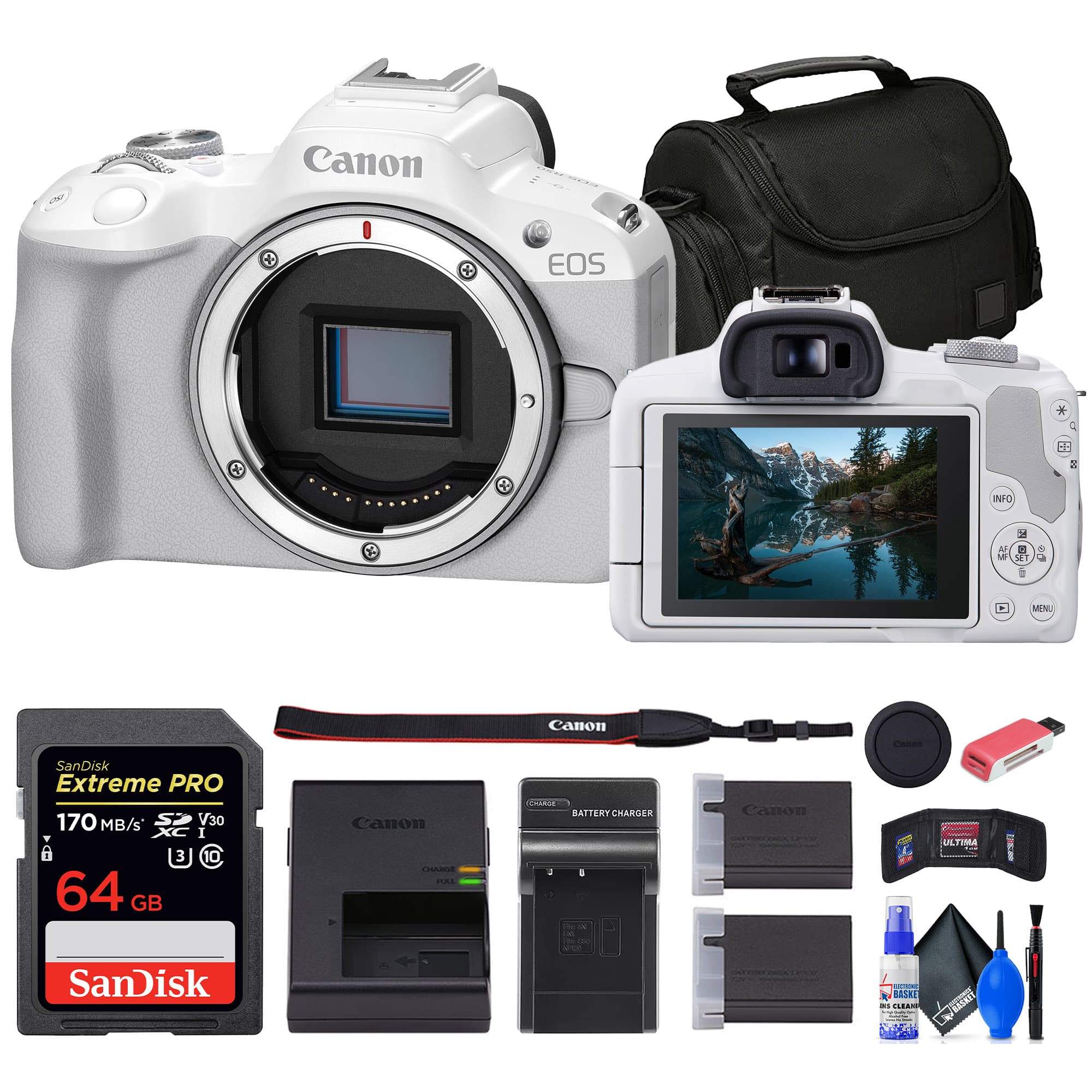 Canon - EOS R50 Mirrorless Camera + 64GB Card + More (International Version) - White