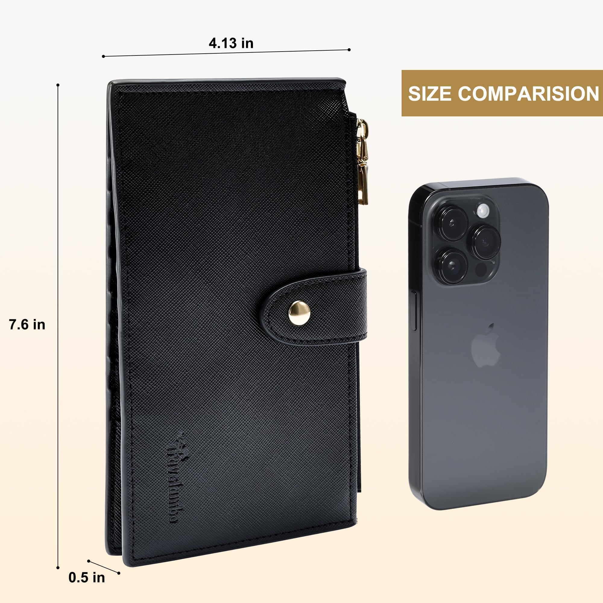 Back. Jadie Link - Rfid Wallet Women Large Size Bifold Multi Card Case Zipper Pocke Credit Holder Premium Craftsmanship wallet women - Gold Reddish.