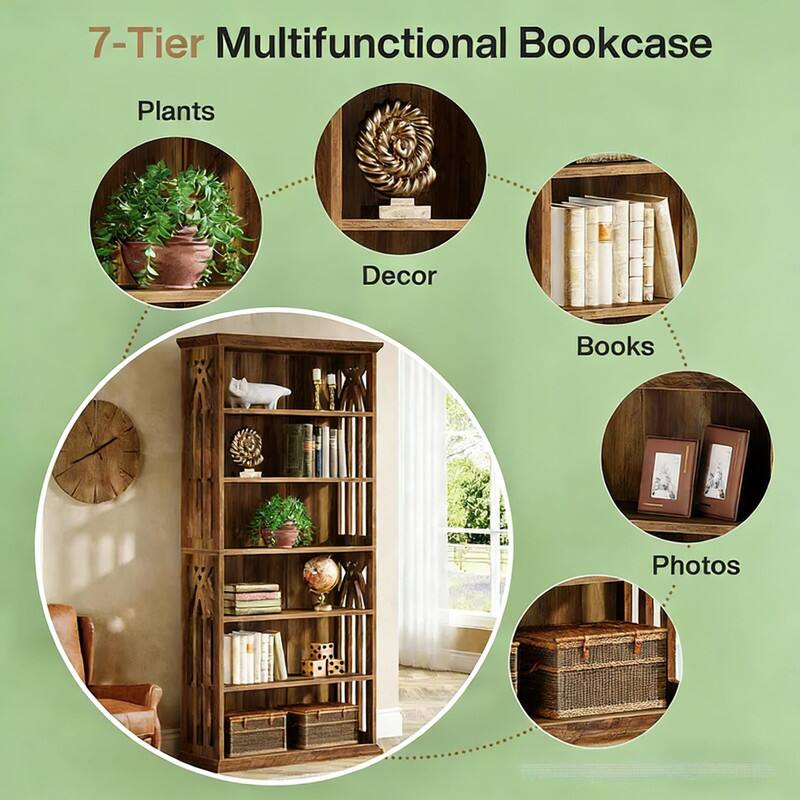7-Tier Multifunctional Bookcase

- Plants
- Decor
- Books
- Photos