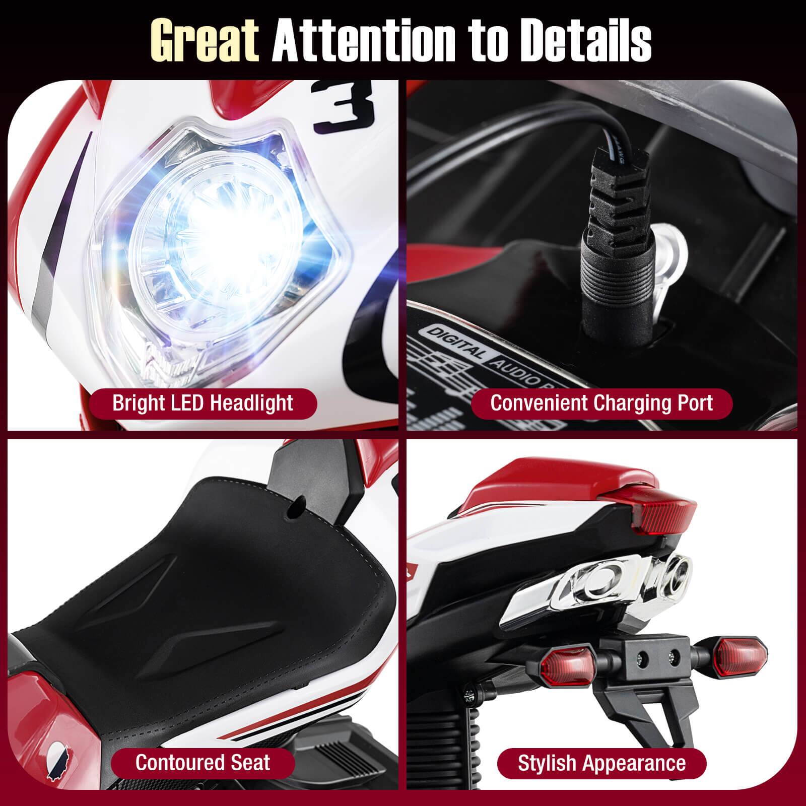 Great Attention to Details

- Bright LED Headlight
- Convenient Charging Port
- Contoured Seat
- Stylish Appearance