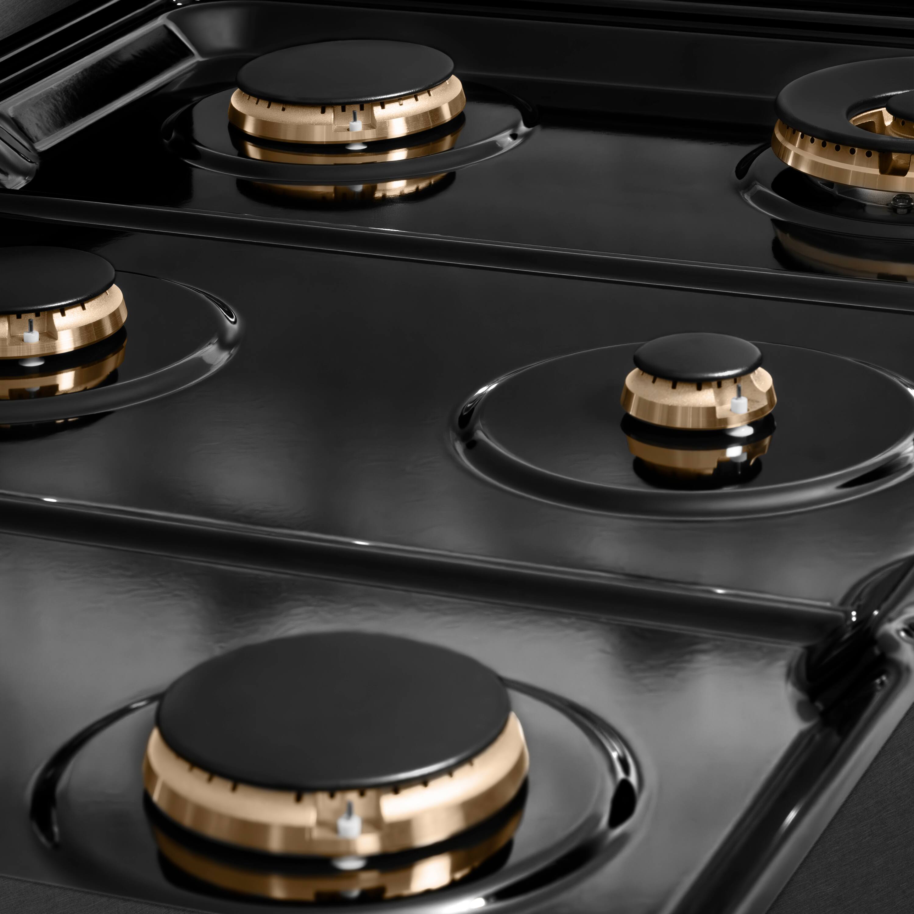 Back. ZLINE - Designer 36 in. 6 Burner Paramount Gas Rangetop in Black Satin Steel with Black and Bronze Accents (SRTBSZ-36-MBCB) - Black Satin Stainless Steel.