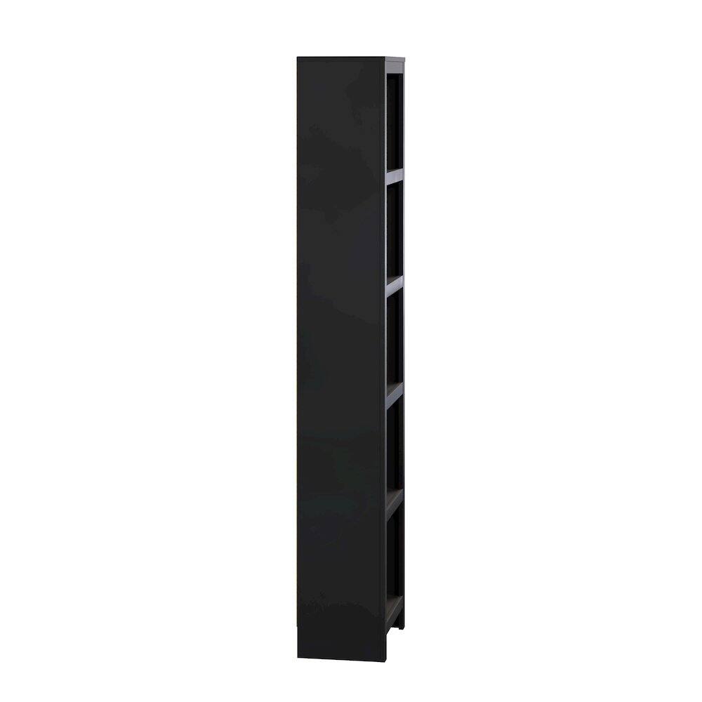 Left. Prepac - Moda 80" Tall 5-Tier Narrow Bookcase in Black with 5 Shelves - Black.
