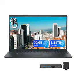 Dell - 15.6" FHD Touchscreen,Intel i7-1355U,32GB RAM,1TB SSD+288GB Dock Set,Backlit Keyboard,Fingerprint,Win 11 - Black