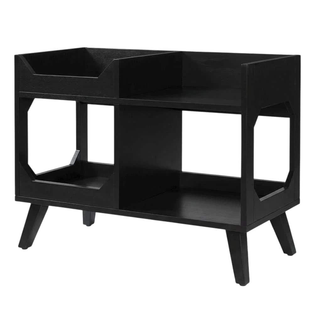 Crosley Furniture - Asheville Medium Record Player Stand With Vinyl Storage - Black