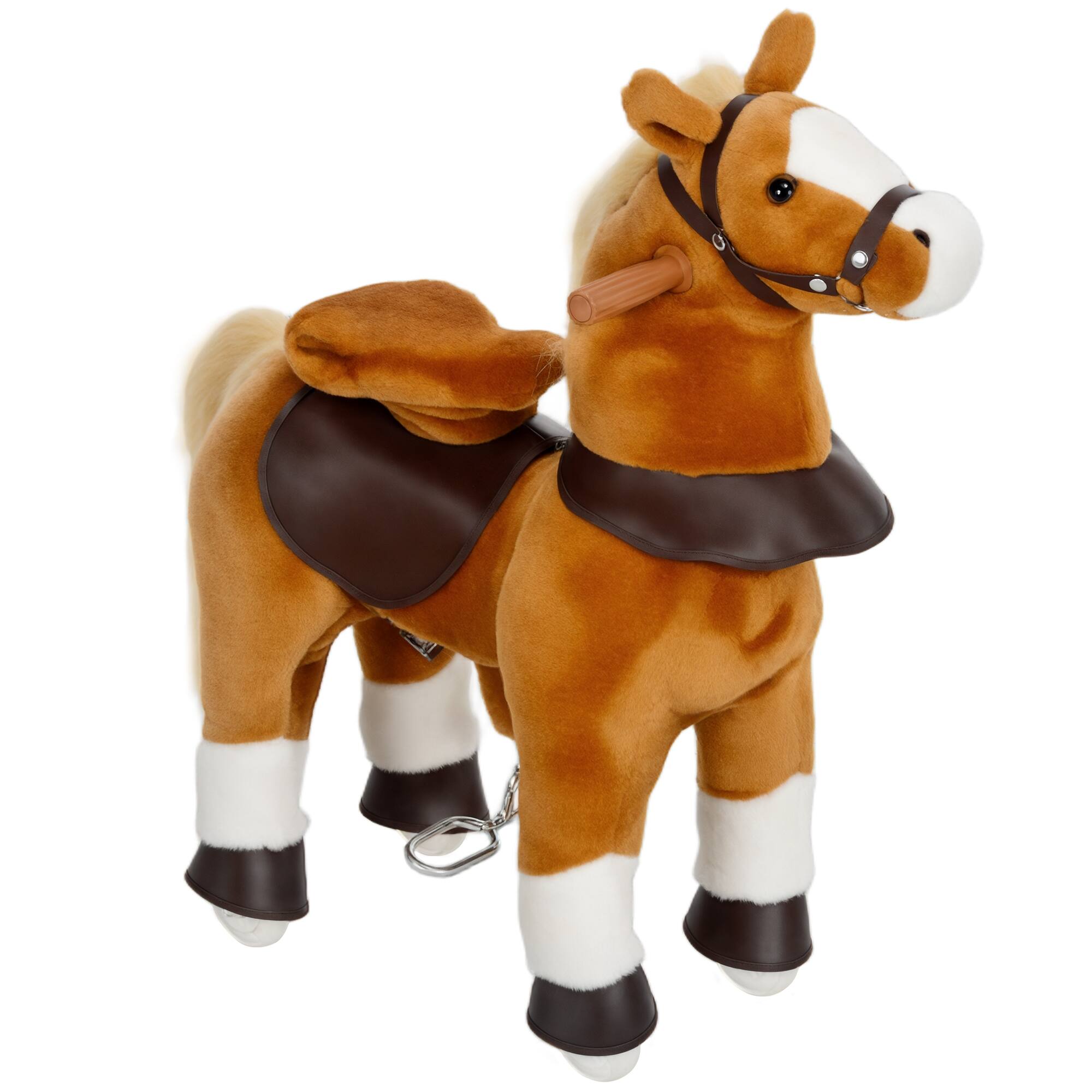 Front. Qaba - Ride on Horse, Walking Horse Toy, Kids Plush Riding Horse, Pony w/Wheels, Neighing Sound, for 3-5, up to 132 Pounds.
