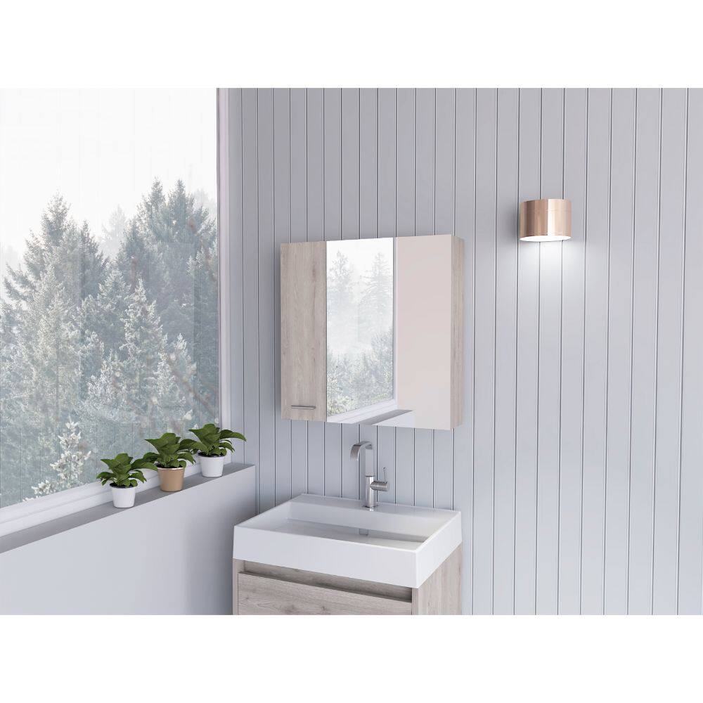 Back. TuHome - Sines Medicine Cabinet, Four Internal Shelves, Double Door - Light Gray.