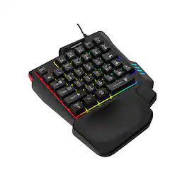 SaharaCase - 35-key Ergonomic Wired Gaming Keyboard | LED Rainbow Backlight | Palm Rest | Ultima Series - Black