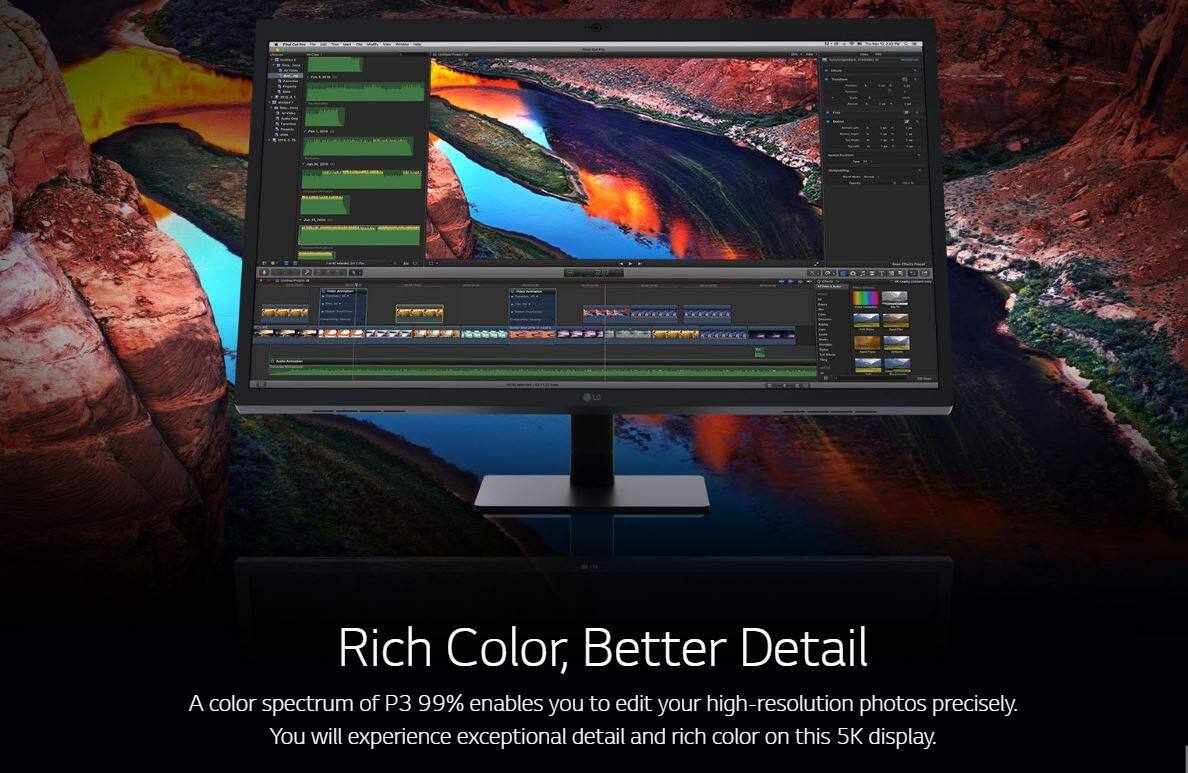 Rich Color, Better Detail

A color spectrum of P3 99% enables you to edit your high-resolution photos precisely. You will experience exceptional detail and rich color on this 5K display.