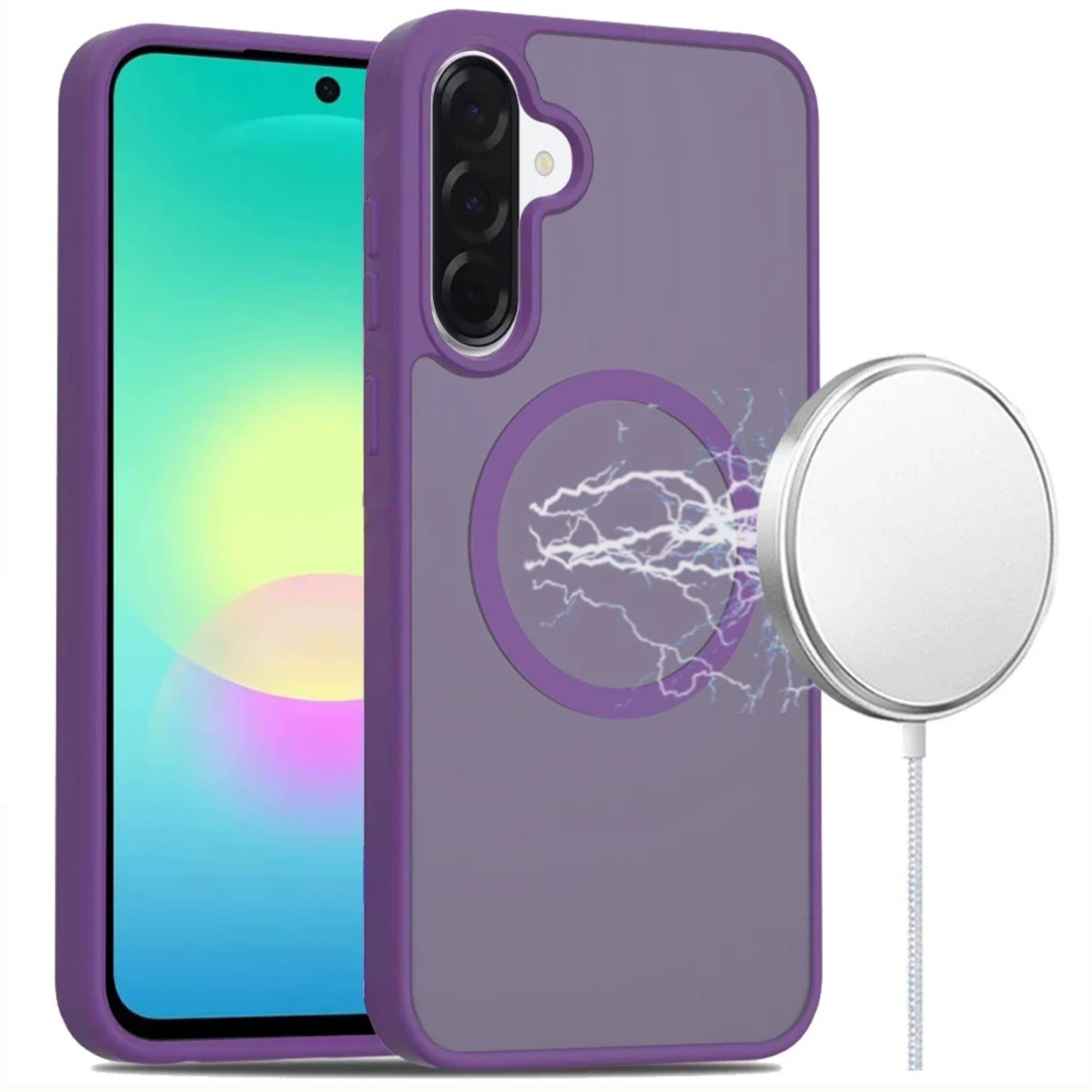 Kitcheniva - Soft Touch Magnetic Circle Case With Tempered Glass For Samsung A27 5G - Purple price history on PriceWatchPro