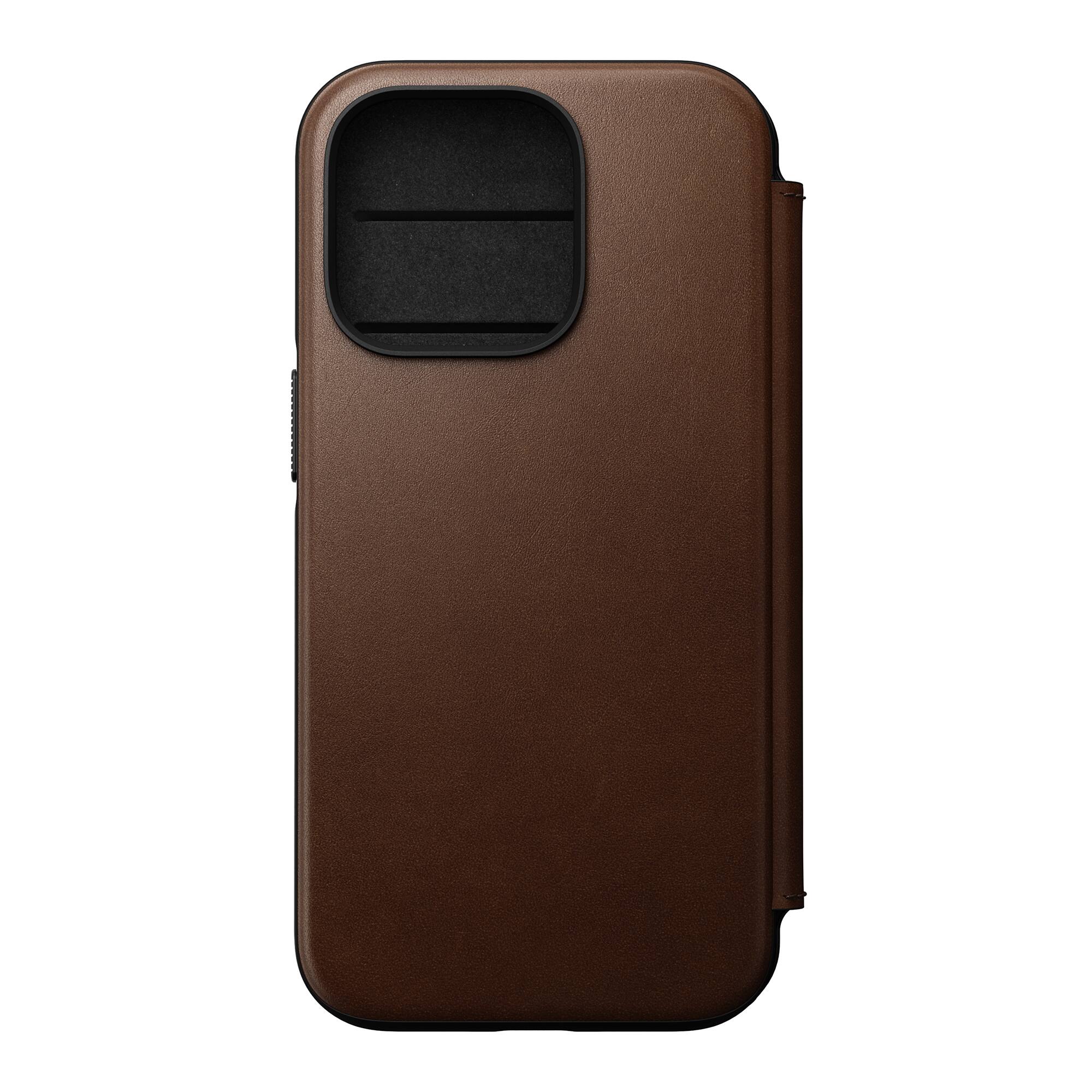 Front. Nomad - Leather Folio Case Apple iPhone 14 Pro - Brown.