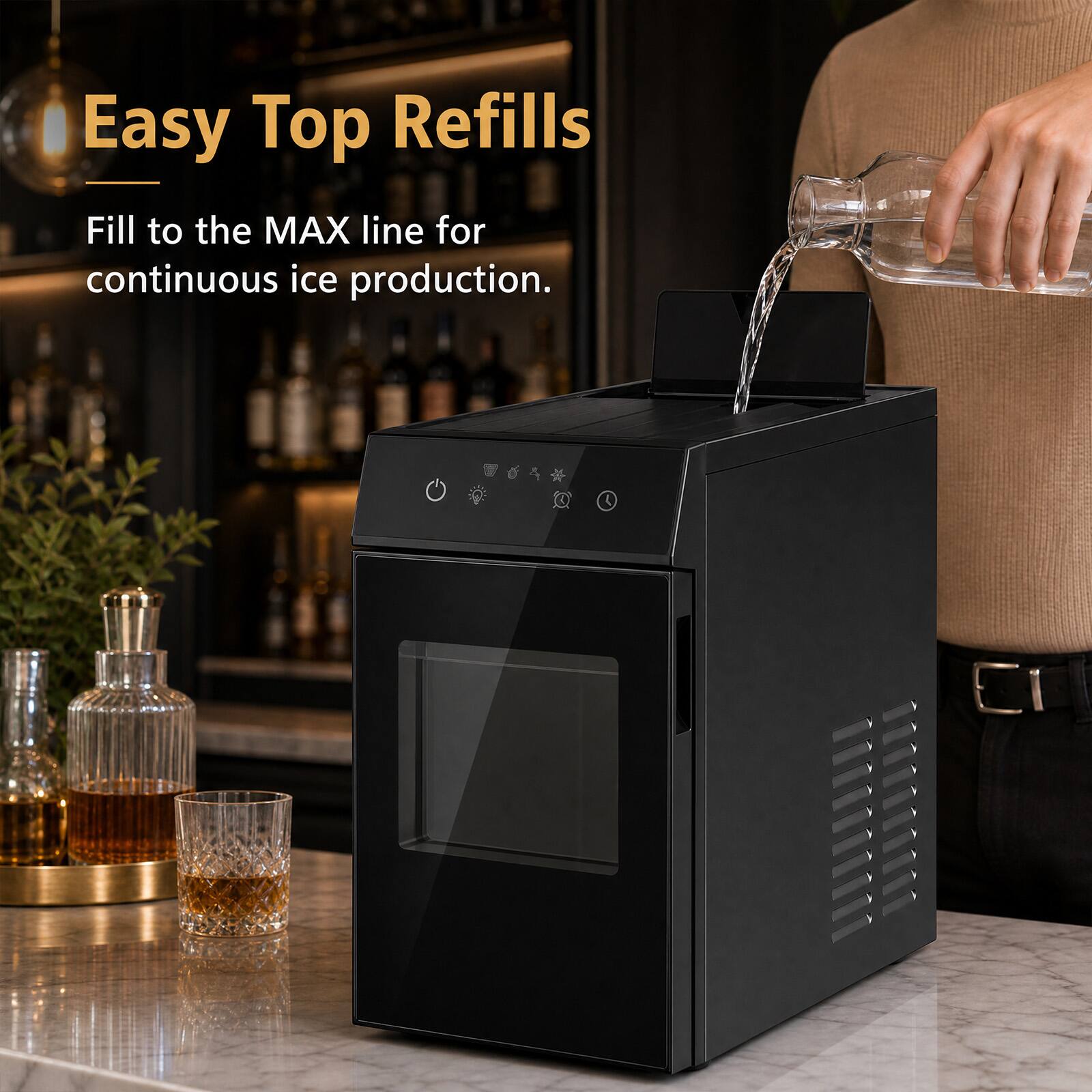 Easy Top Refills

Fill to the MAX line for continuous ice production.