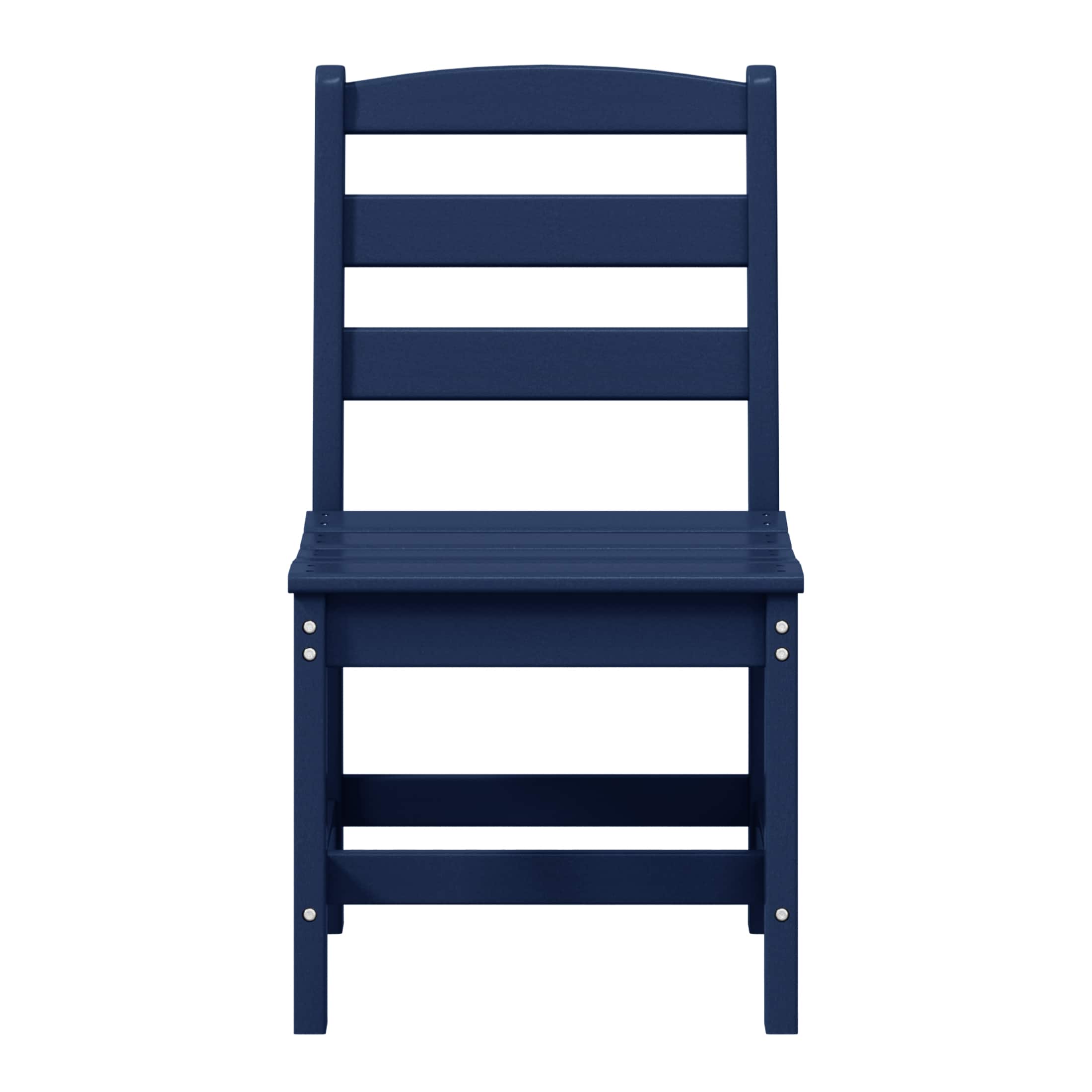 WestinTrends - Ashore Outdoor HDPE Patio Classic Armless Dining Side Chair - Navy Blue
