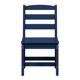 WestinTrends - Ashore Outdoor HDPE Patio Classic Armless Dining Side Chair - Navy Blue