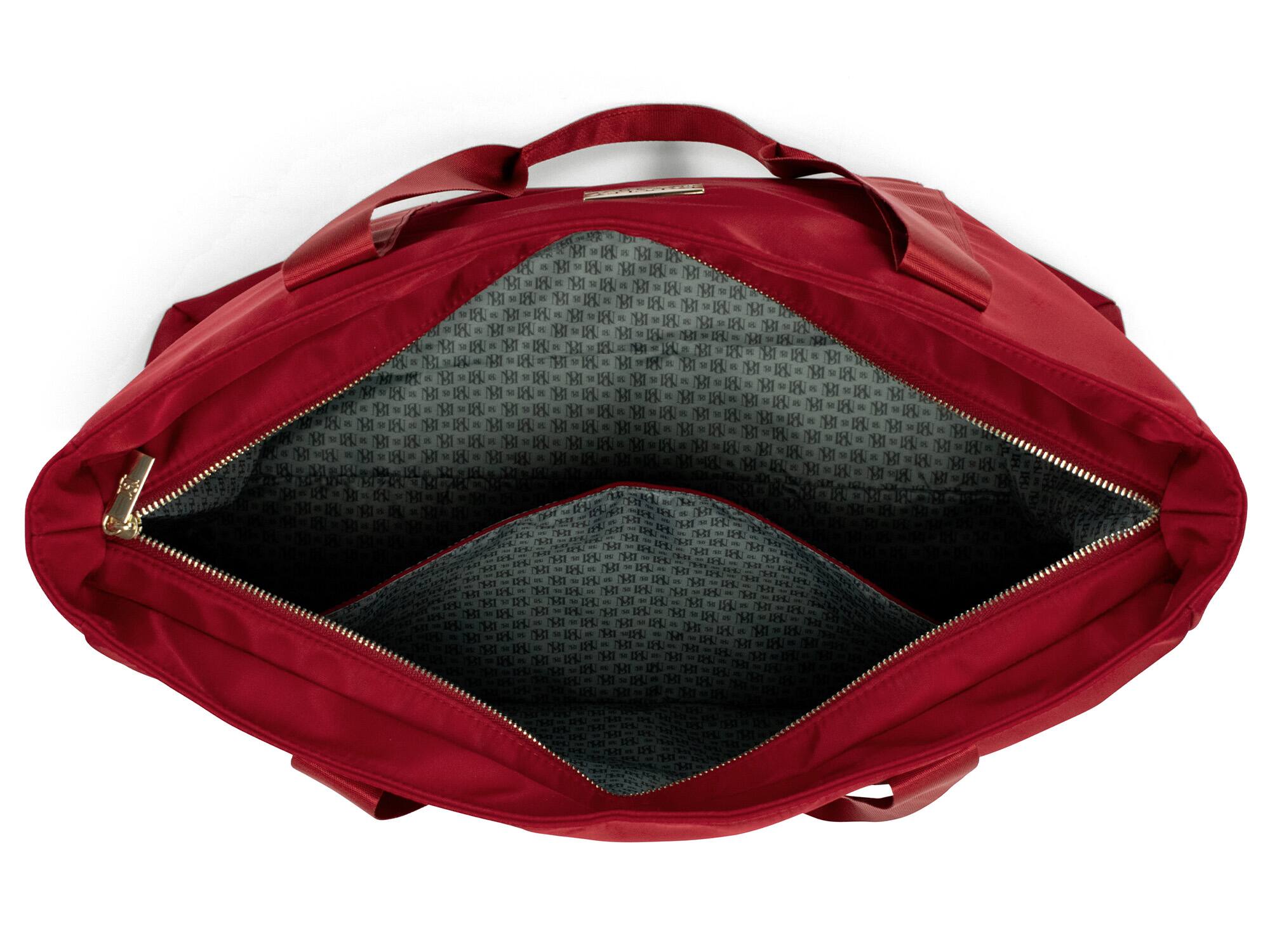 Angle. Badgley Mischka - BADGLEY MISCHKA Nylon Weekender Duffel Bag | Burgundy - Burgundy.