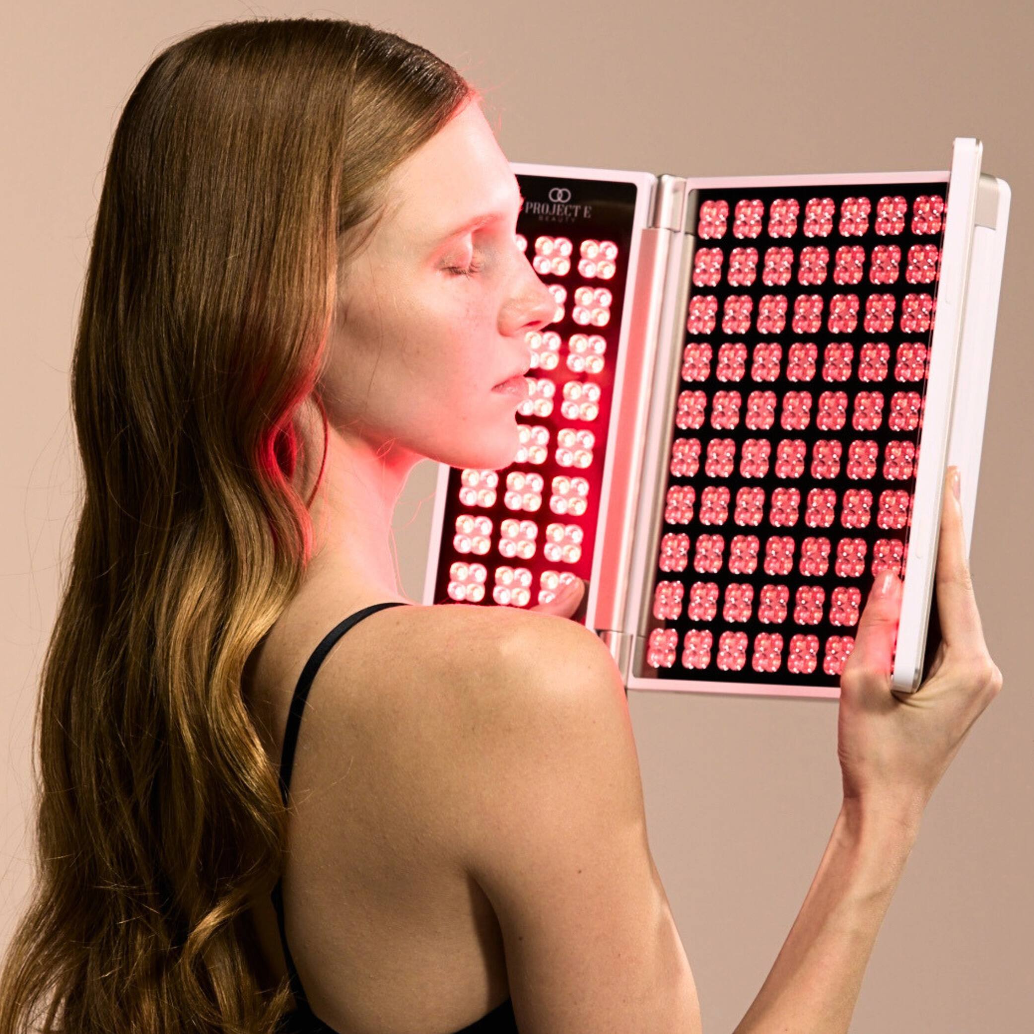 Front. Project E Beauty - Project E Beauty Alora | Age Renewal LED Light Therapy Panel | 1488 LEDs | 5 wavelengths | Red Light Therapy - Gold.