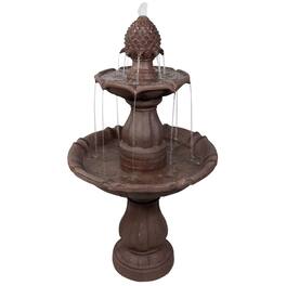 Sunnydaze - Curved Plinth Polyresin Outdoor 2-Tier Water Fountain - Brown