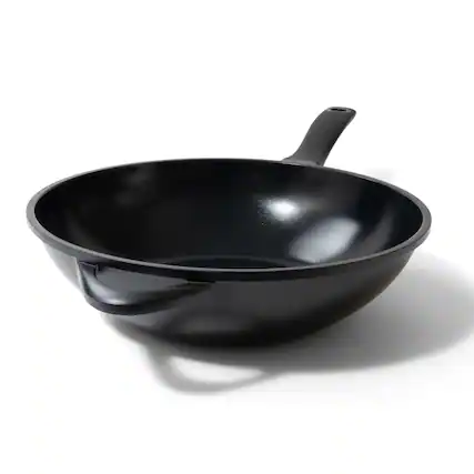 Front. Alva - Alva Energy Nonstick Ceramic Wok Pan 12" - Lightweight, Easy to Clean and Toxin-Free Cookware - Black.