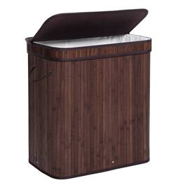 Songmics Home - Laundry Hamper with Lid, Bamboo Launry Basket with Handles, Foldable Storage Basket for Laundry Room, Bedroom, 100L - Brown