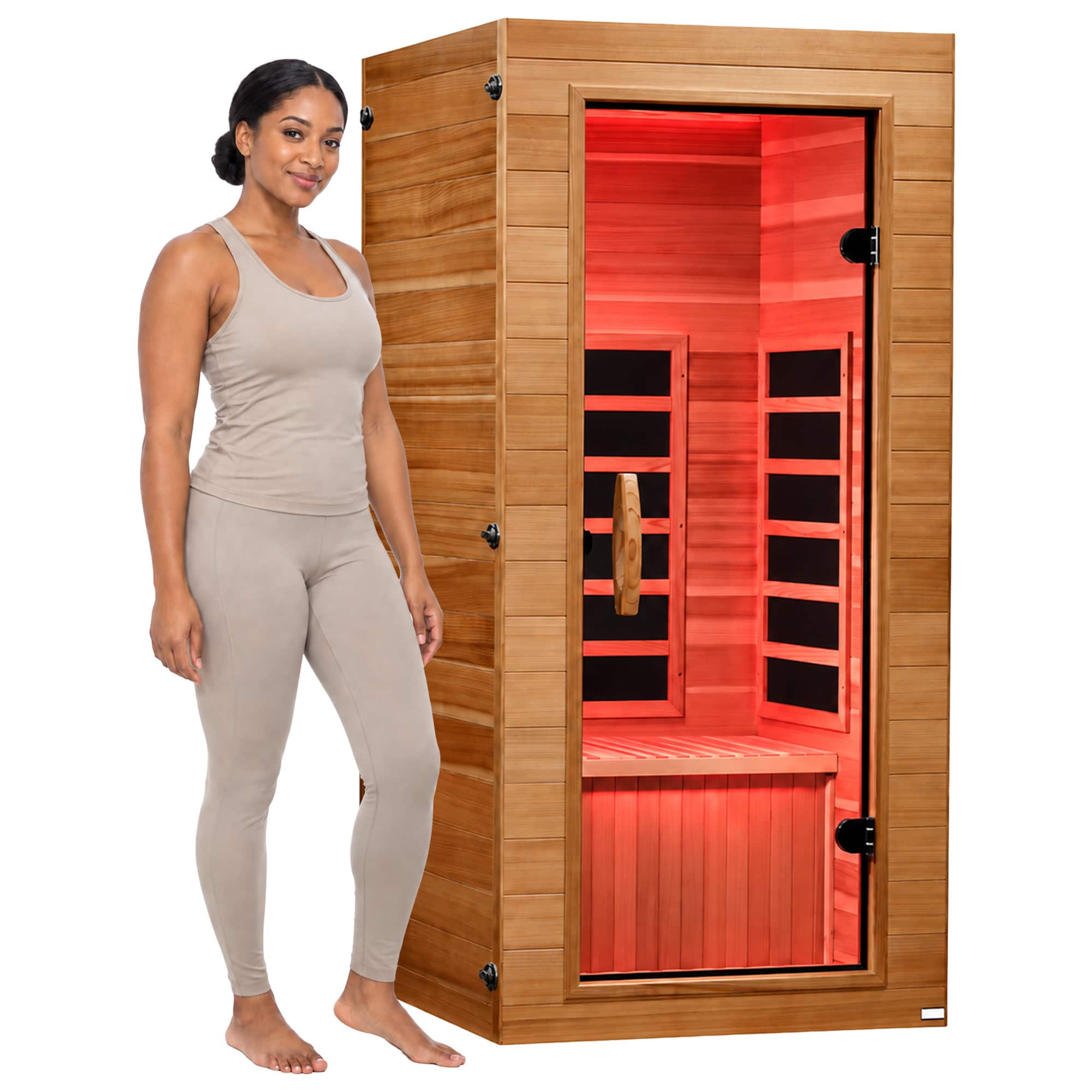 Dynamic Saunas - Elite 1 Person Compact Ultra Low EMF FAR Infrared Home Sauna - Natural