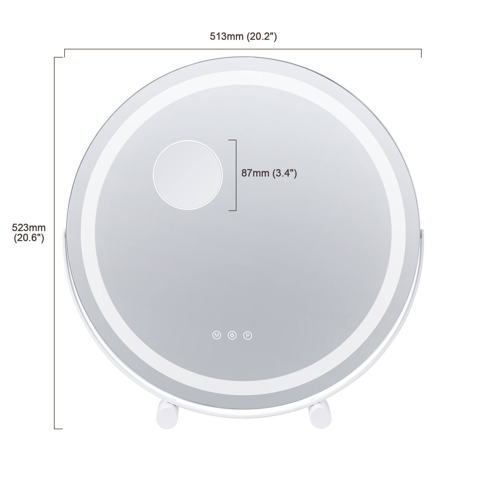 513mm (20.2")  
523mm (20.6")  
87mm (3.4")