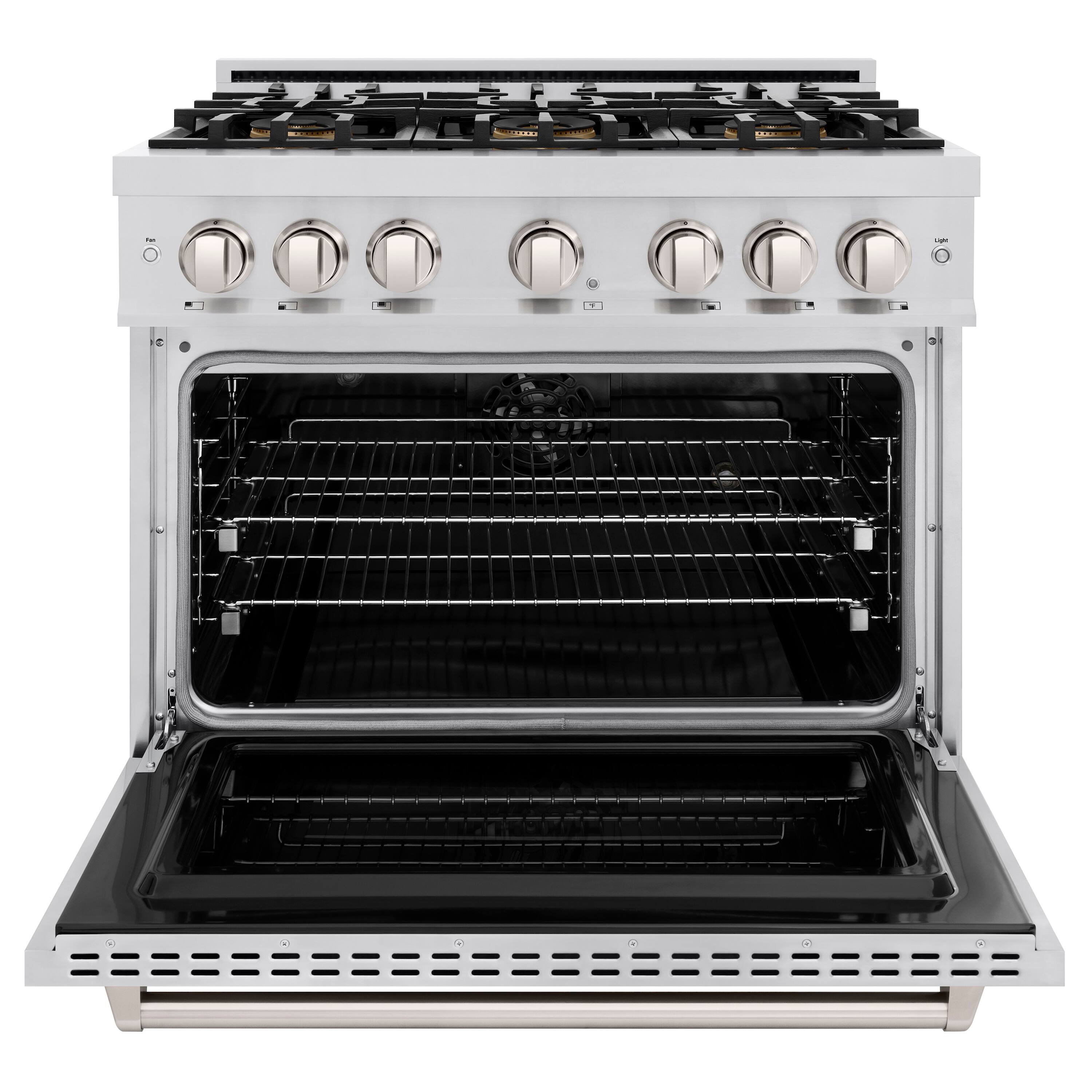 Angle. ZLINE - 36 in. 5.2 cu. ft. Classic Freestanding Dual Fuel Range with 6 DuoPro Burners and Convection Oven in Stainless Steel - Stainless Steel.