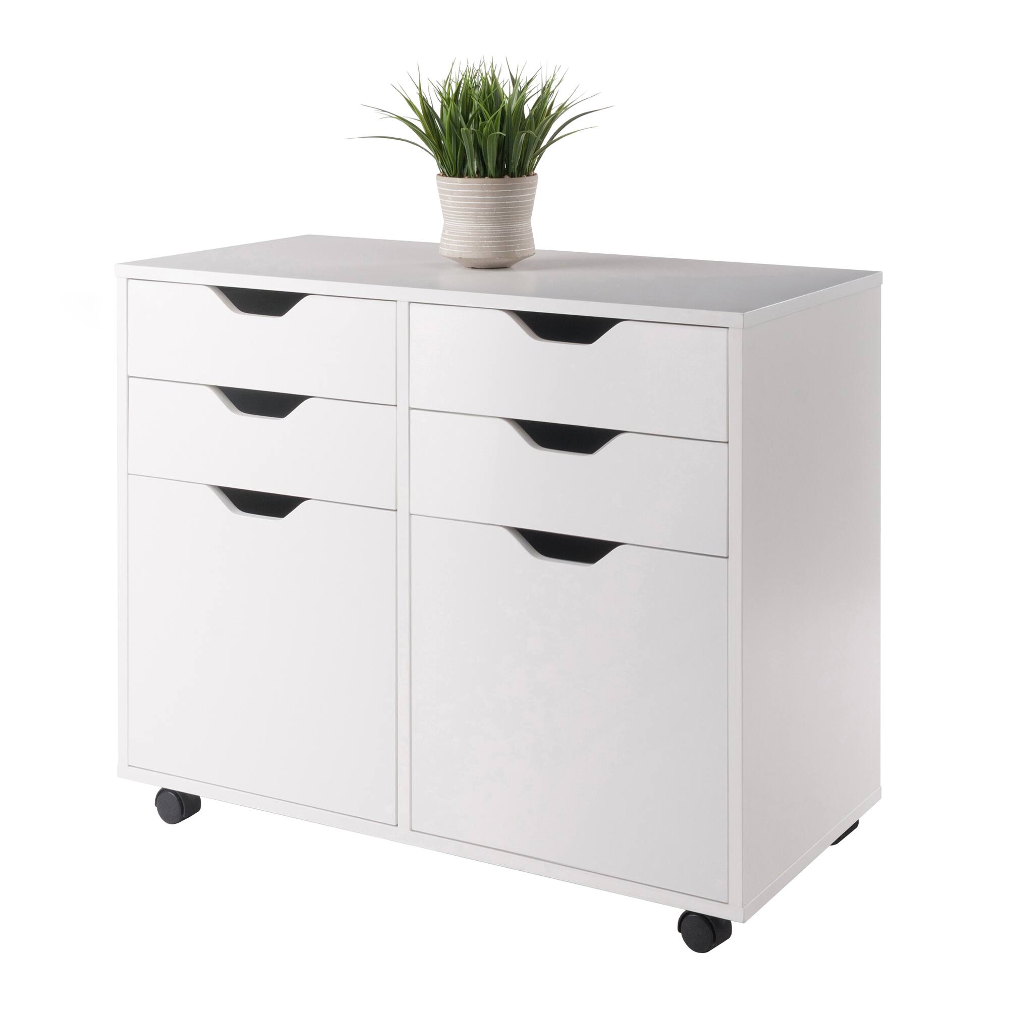 Alt View 6. Winsome Wood - Halifax 2-Door, 4-Drawer Mobile Cabinet - White.