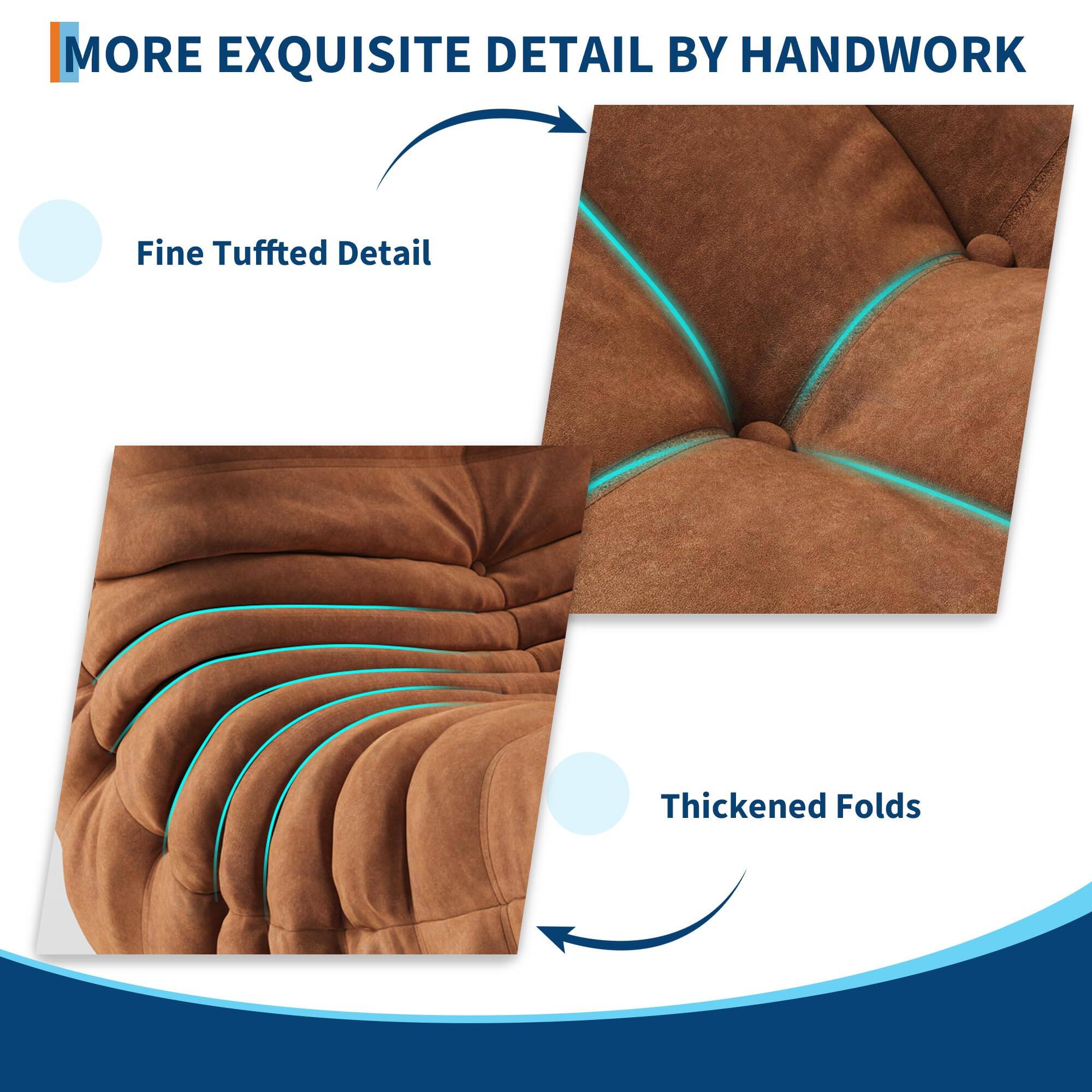 MORE EXQUISITE DETAIL BY HANDWORK

Fine Tuffed Detail

Thickened Folds