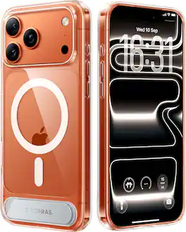 TORRAS - Ostand L1 - Professional Multi-Angle Magnetic Stand Case with Military-Grade Protection for Apple iPhone 17 Pro Max - Clear