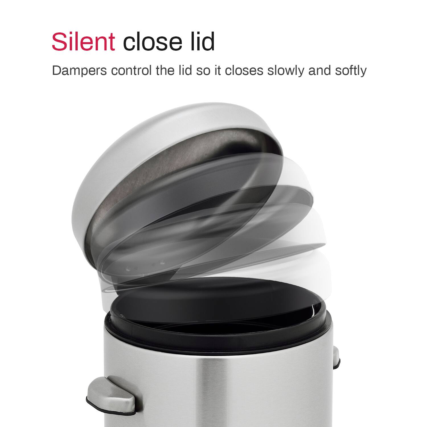 Silent close lid
Dampers control the lid so it closes slowly and softly