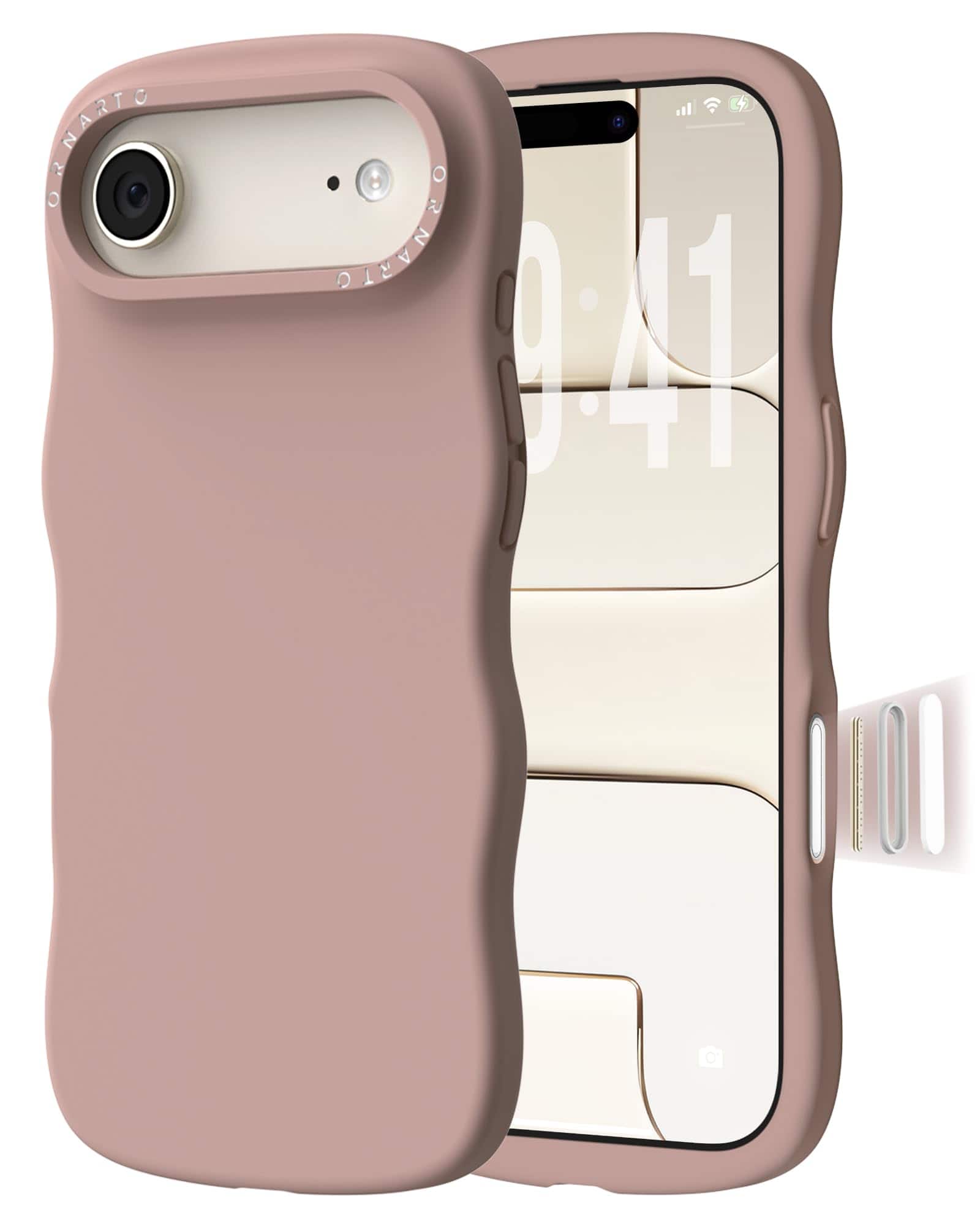 Ornarto - for iPhone Air Case 6.5", Wavy Liquid Silicone Protection Case with Camera Control Button - Latte