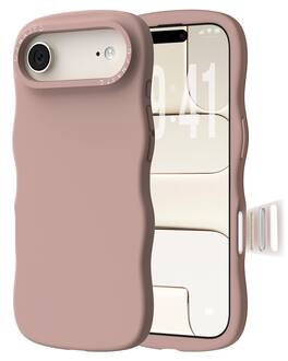 Ornarto - for iPhone Air Case 6.5", Wavy Liquid Silicone Protection Case with Camera Control Button - Latte