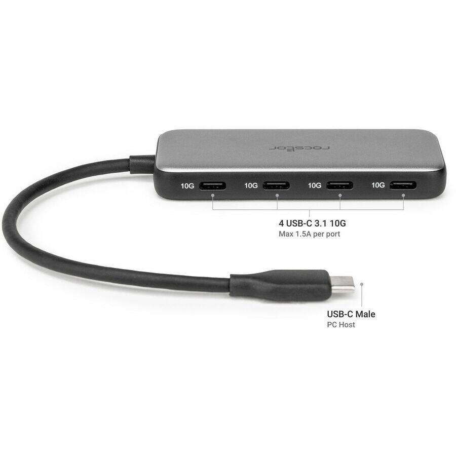 - 4 USB-C 3.1 10G
- Max 1.5A per port
- USB-C Male PC Host
- 10G (four ports)