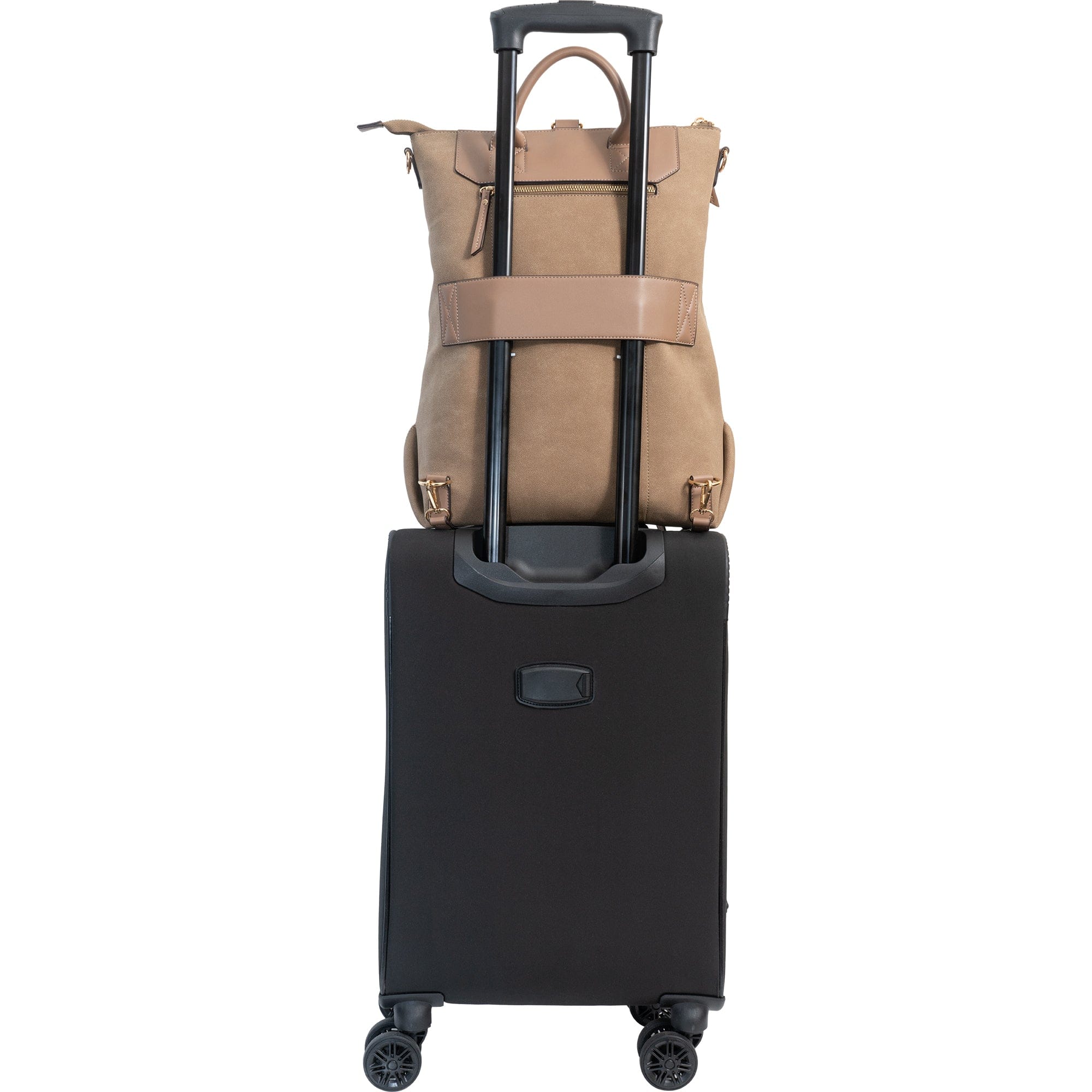 Alt View 2. Joan & David - Joan & David Faux Suede Top Handle Workbook Backpack — Camel - 02-CAMEL.