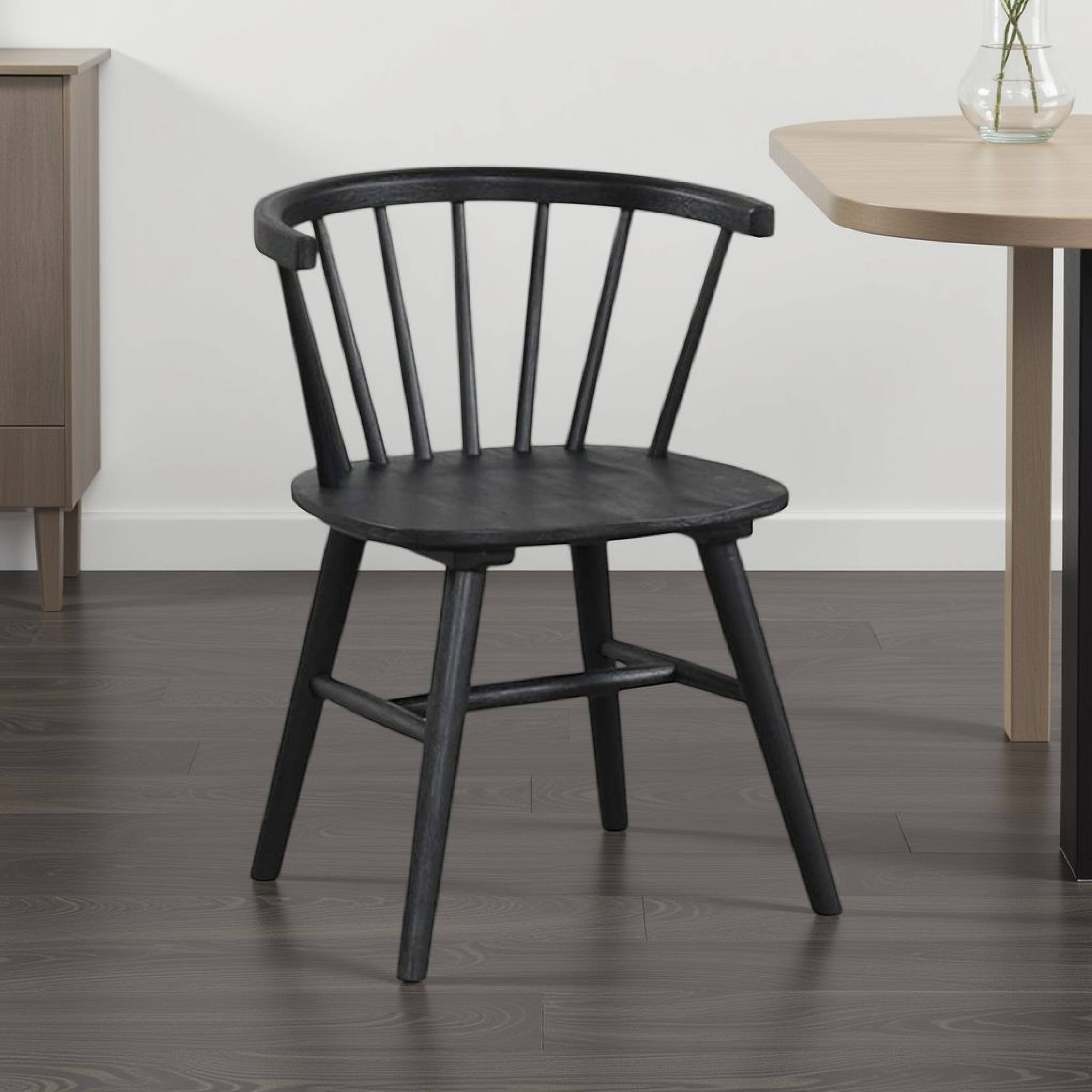 Alt View 5. Manhattan Lane - Yely Side Dining Chair Set of 2, Spindle Back, Shaker Legs - Black.