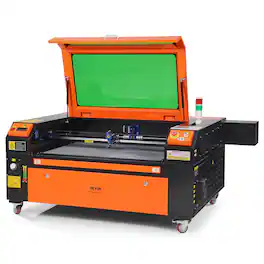 VEVOR - 100W CO2 Laser Engraver, 24 x 35 in, 19.7 IPS Laser Cutter Machine with 2-Way Pass Air Assist, Compatible with LightBurn - Orange