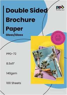 Photo Paper Direct - Glossy Double Sided Photo Paper (Brochure Paper) 8.5x11 for Inkjet Printers (100 sheets/140 gsm) - White