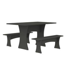 Manhattan Comfort - Coney Mid-Century Modern 3-Piece Dining Table Set - Charcoal Gray