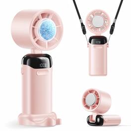 PRIMEPLUS - Handheld Turbo Fan with Ice Cooler, 21000 RPM, 1-199 Speeds, 14H Rechargeable, Pocket Fan for Travel Gift - Pink
