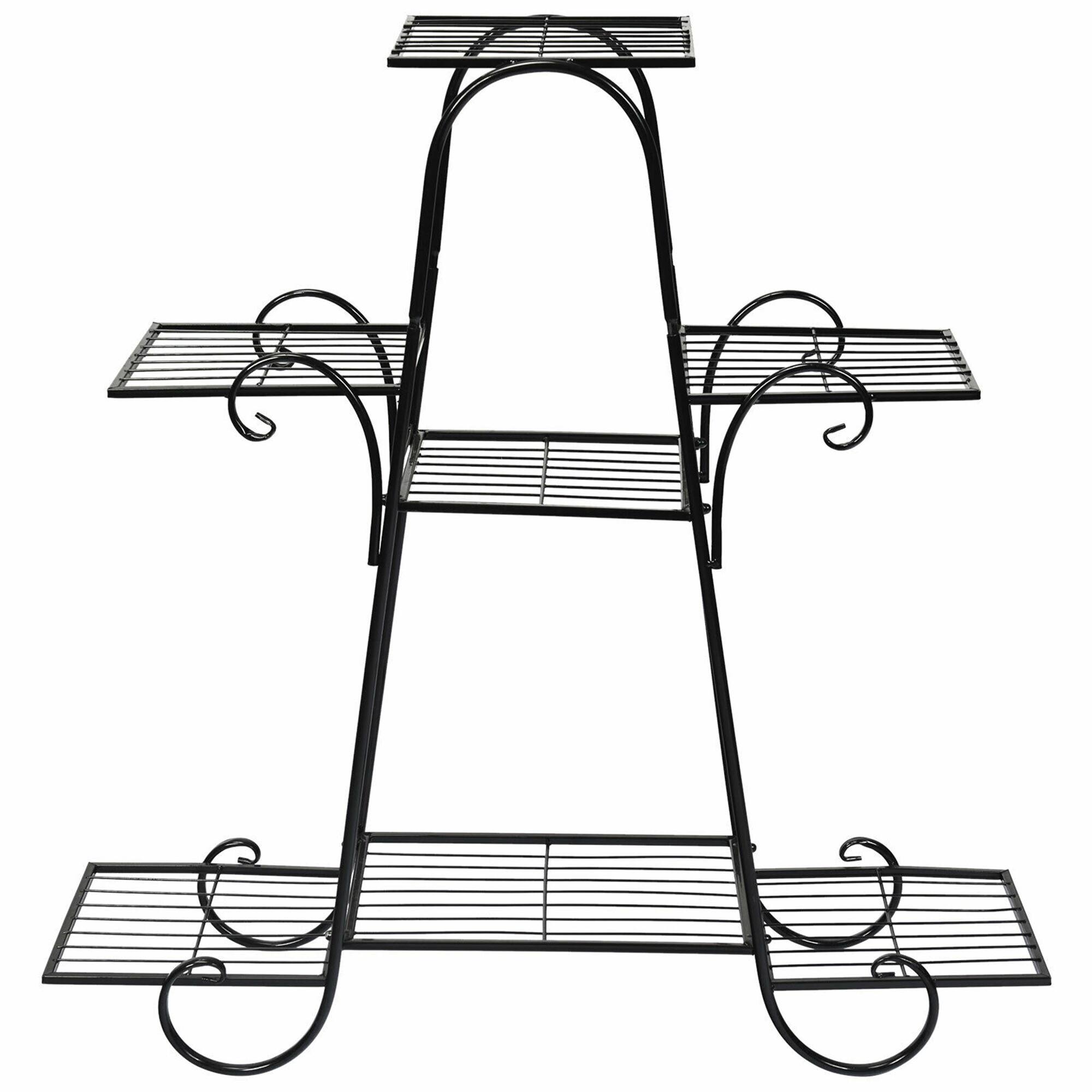 Alt View 1. Costway - 7 Tier Plant Stand Metal Shelf Multilayer Potted Display Rack Patio Garden - Black.