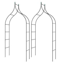 Costway - 2 PCS Garden Arbor with Multiple Side Crossbars Powder-coated Metal Tubes - Black