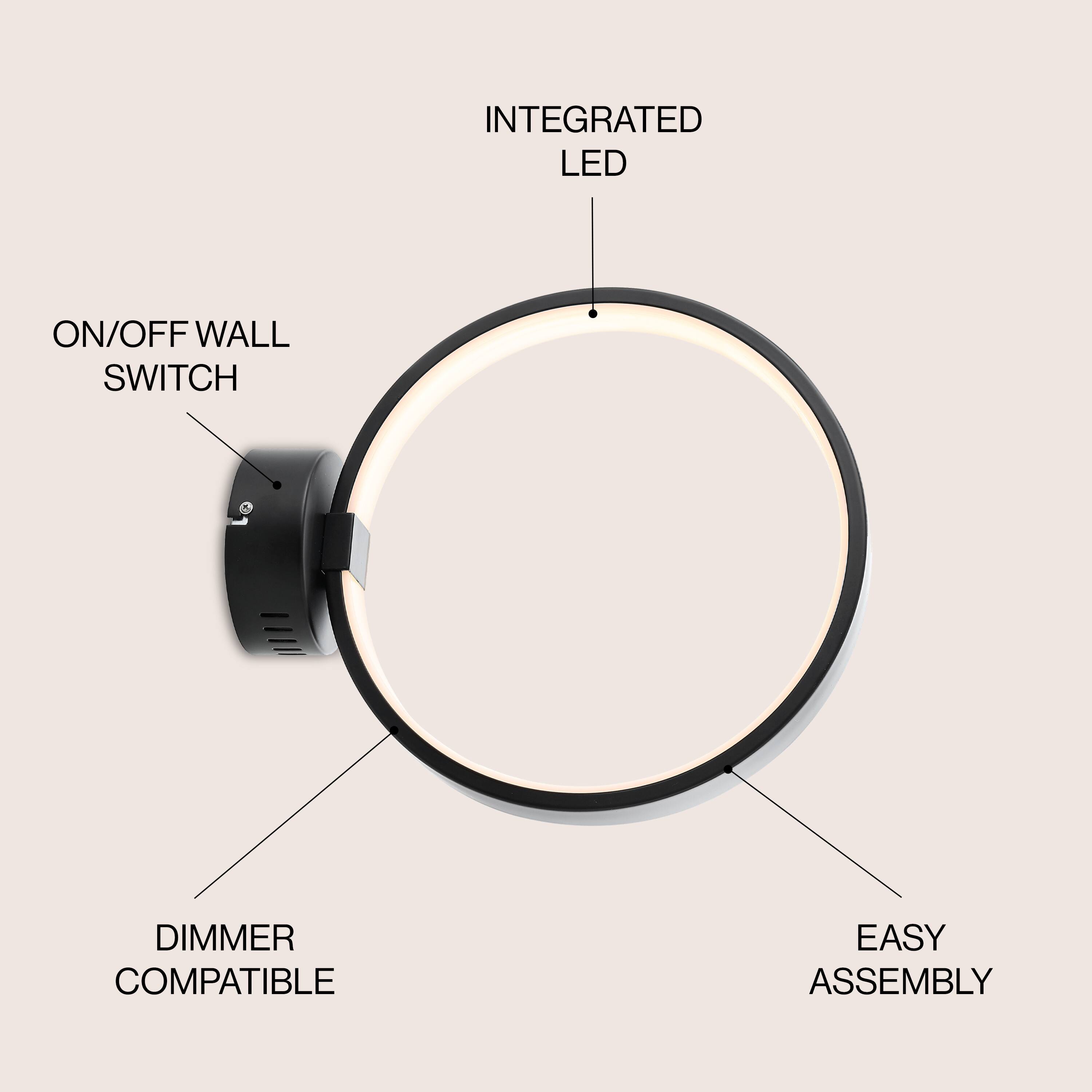 INTEGRATED LED ON/OFF WALL SWITCH DIMMER COMPATIBLE EASY ASSEMBLY