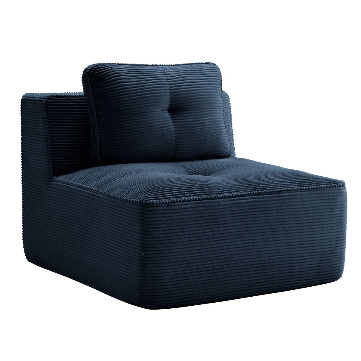 Alt View 1. Ropilly - Ropilly Blue Armless Corduroy Sofa, Modular Single Seat Sofa with Pillow and Deep Seat - Blue.