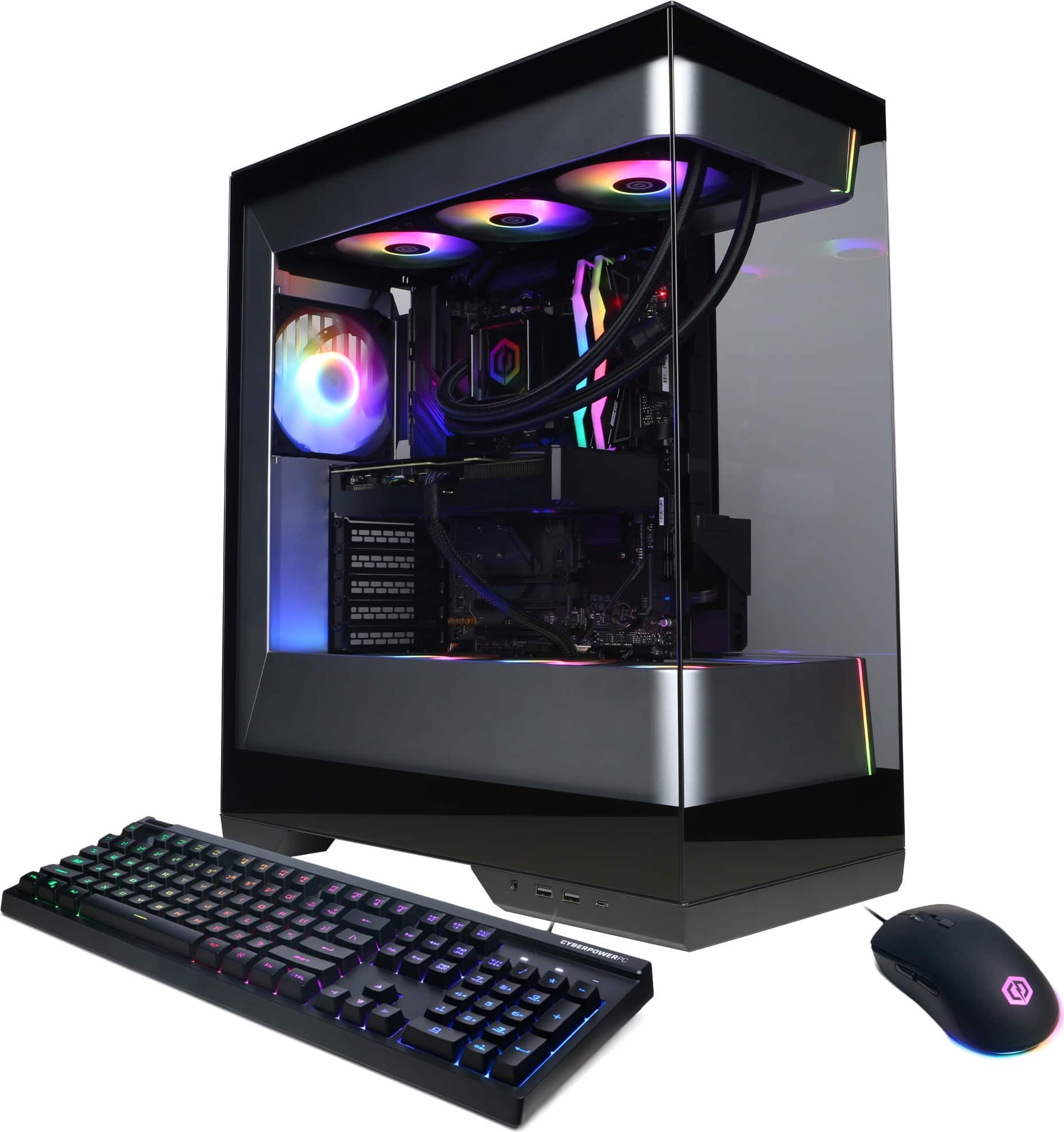 CyberPowerPC - Gaming Desktop - AMD Ryzen 9 9900X - NVIDIA GeForce RTX 5070 12GB - 32GB DDR5 RGB - 2TB PCIe 4.0 SSD - Black - Front_Zoom