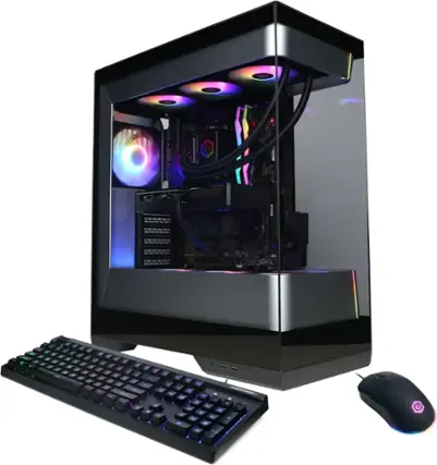 Front. CyberPowerPC - Gaming Desktop - AMD Ryzen 9 9900X - NVIDIA GeForce RTX 5070 12GB - 32GB DDR5 - 2TB PCIe 4.0 SSD - Black.